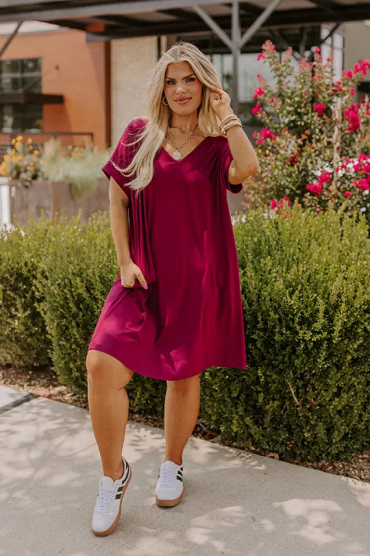 Back To Basics T-Shirt Dress In Wine Curves sold by Impressions