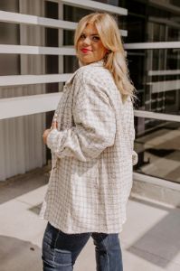 Shift Focus Tweed Lightweight Jacket In Ivory Curves sold by Impressions
