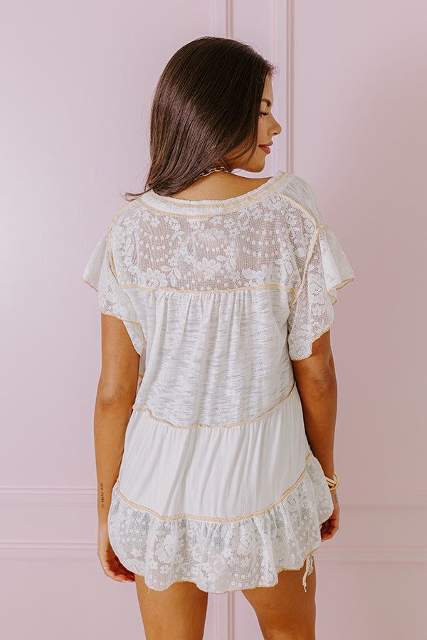 Springtime Sips Lace Babydoll Top In White sold by Impressions product image thumbnail 5