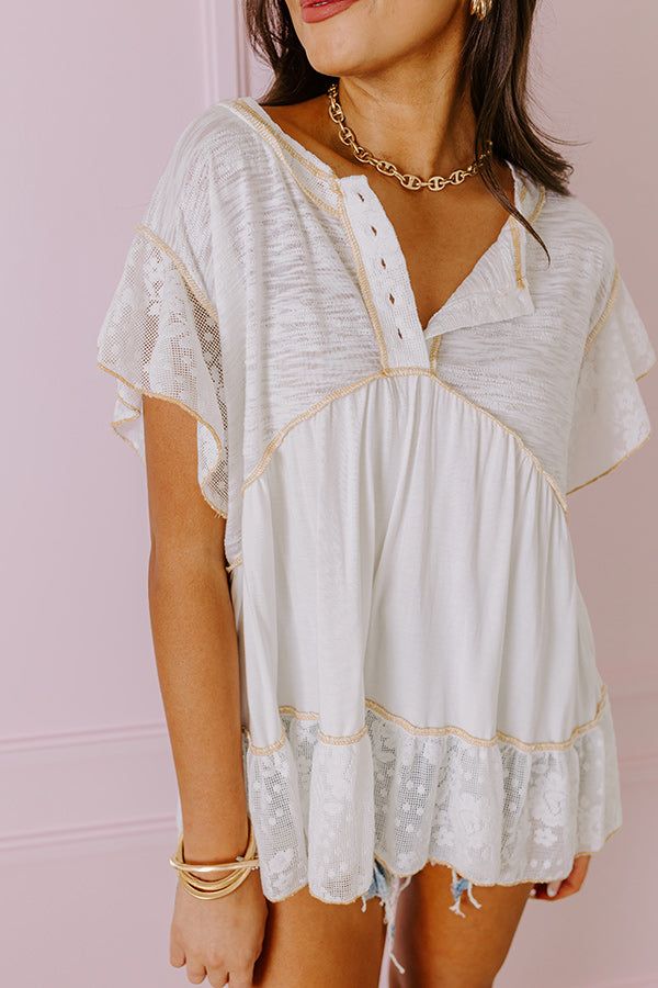 Springtime Sips Lace Babydoll Top In White sold by Impressions product image thumbnail 2