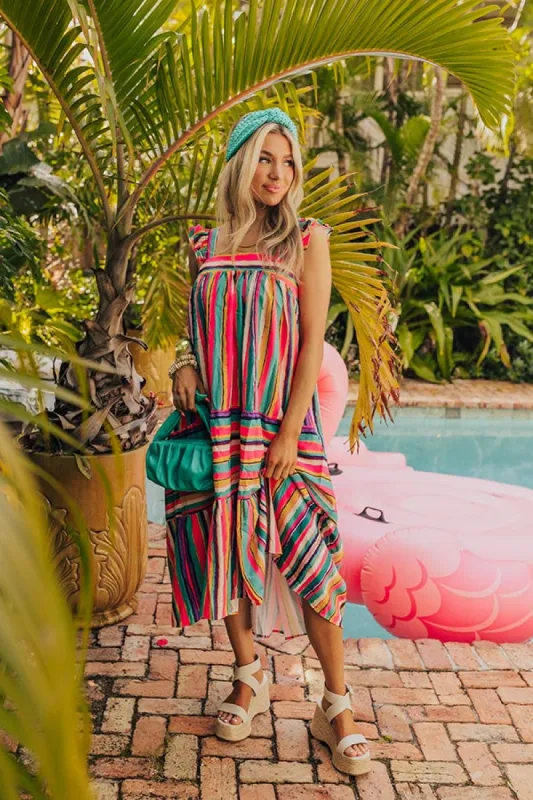 Hit Remix Stripe Midi In Pink sold by Impressions