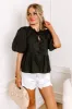 A Little Bit Flirty Front Tie Top in Black sold by Impressions