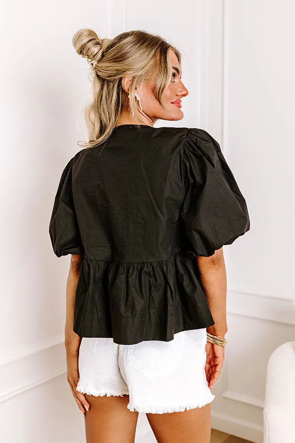 A Little Bit Flirty Front Tie Top in Black sold by Impressions product image thumbnail 4