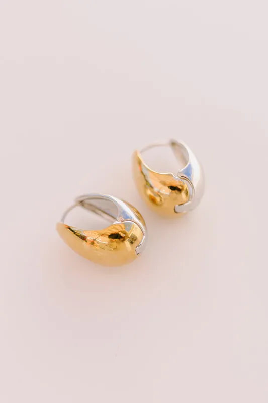 Mixed Metal Tear Drop Huggie sold by Impressions