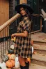 Never Pretend Plaid Dress In Camel sold by Impressions