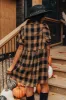 Never Pretend Plaid Dress In Camel sold by Impressions