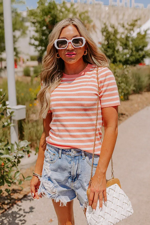Vacay Mode Stripe Top in Light Coral sold by Impressions product image thumbnail 2