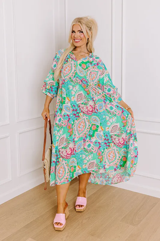 Chance Of A Lifetime Midi in Green Curves sold by Impressions