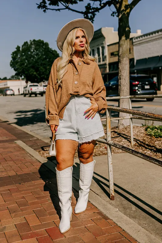 Chic Harvest Knit Henley Top in Mocha Curves sold by Impressions