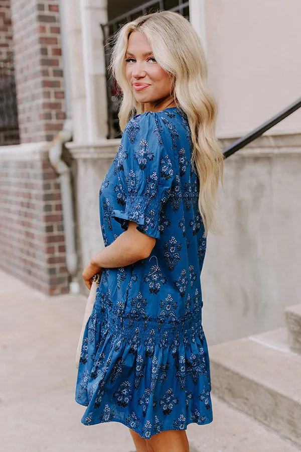 Charleston Trip Floral Mini Dress in Blue sold by Impressions product image thumbnail 4