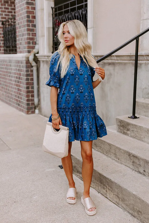 Charleston Trip Floral Mini Dress in Blue sold by Impressions