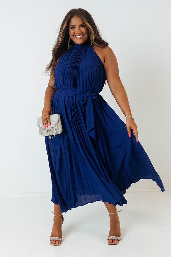 Point Of Pretty Pleated Maxi Dress In Royal Blue Curves sold by Impressions product image thumbnail 4