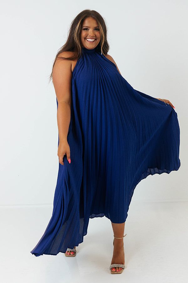Point Of Pretty Pleated Maxi Dress In Royal Blue Curves sold by Impressions product image thumbnail 2