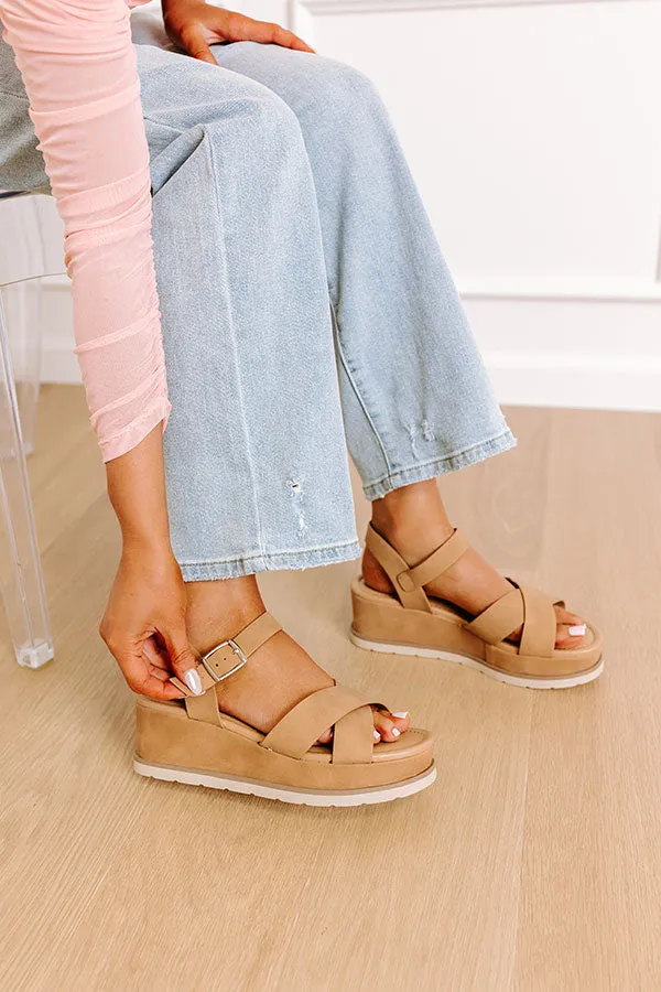 The Madison Faux Nubuck Wedge in Tan sold by Impressions