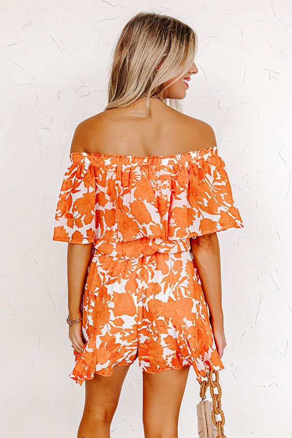 Seas The Moment Floral Romper In Orange sold by Impressions product image thumbnail 3