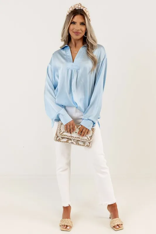 Reaching Out To You Shift Top In Sky Blue sold by Impressions