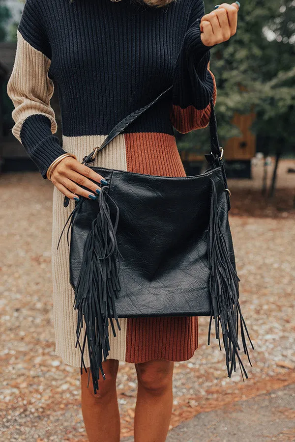 The Edith Faux Leather Fringe Tote In Black sold by Impressions product image thumbnail 5