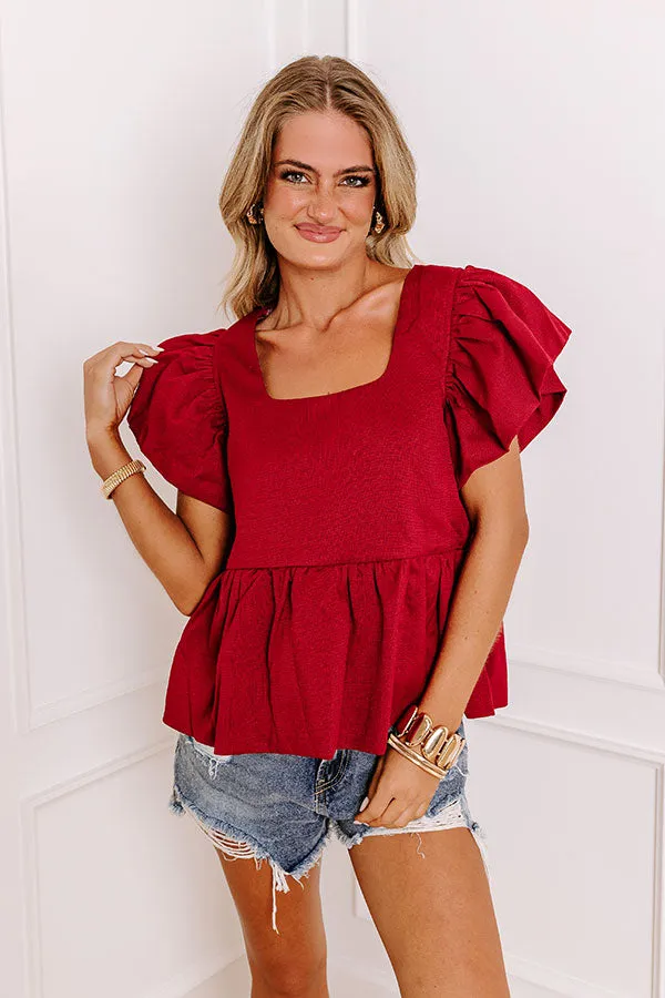 Endless Charisma Peplum Top in Red sold by Impressions