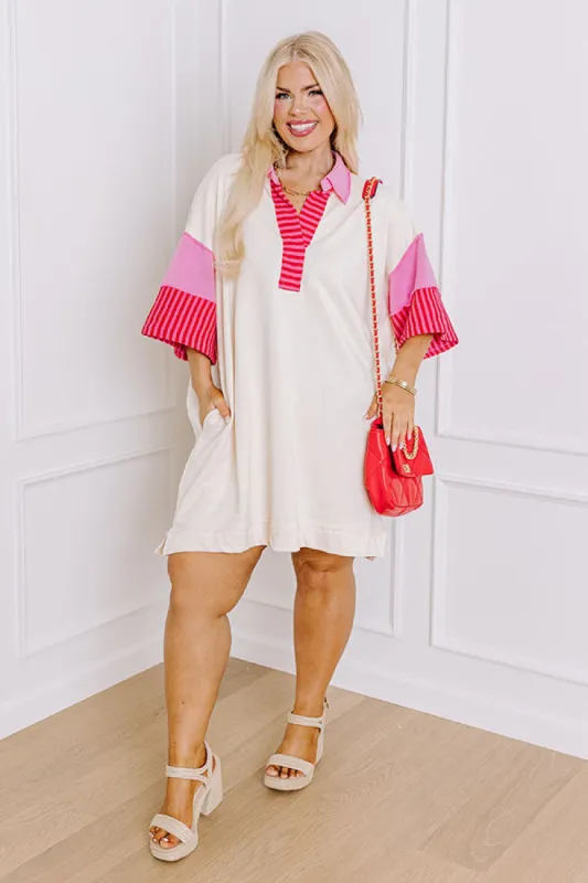 Dockside Meetup Mini Dress in Cream Curves sold by Impressions
