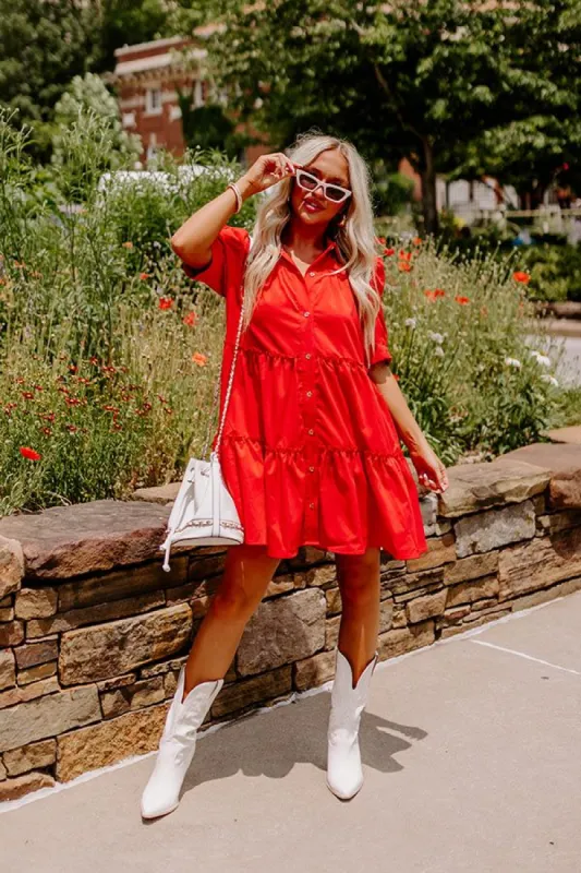 Up The Hill Babydoll Dress in Red sold by Impressions