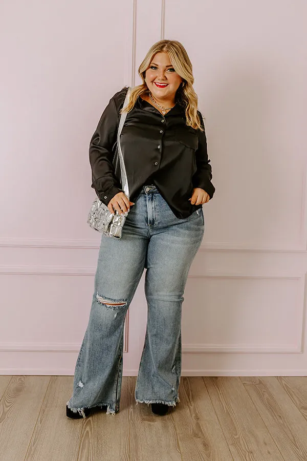Risen The Fleetwood High Waist Distressed Flare In Light Wash Curves sold by Impressions
