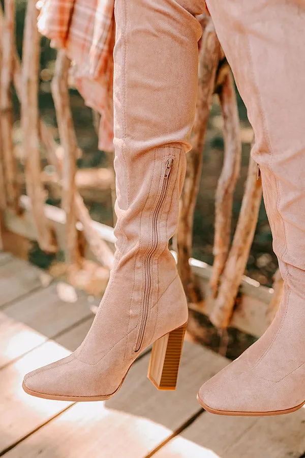 The Scarlett Faux Suede Thigh High Boot In Warm Taupe sold by Impressions product image thumbnail 4