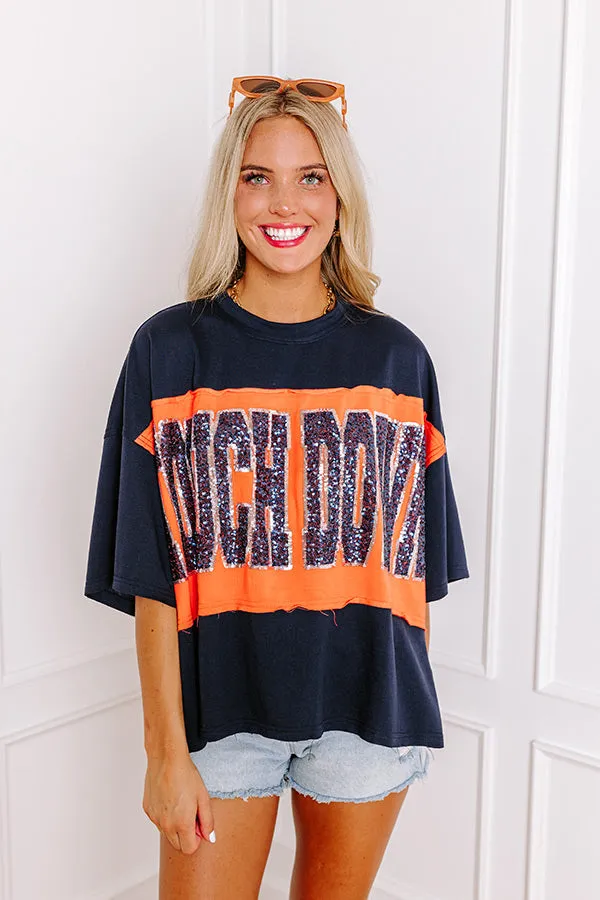 It's a Touch Down Sequin Oversized Tee in Navy/Orange sold by Impressions product image thumbnail 2
