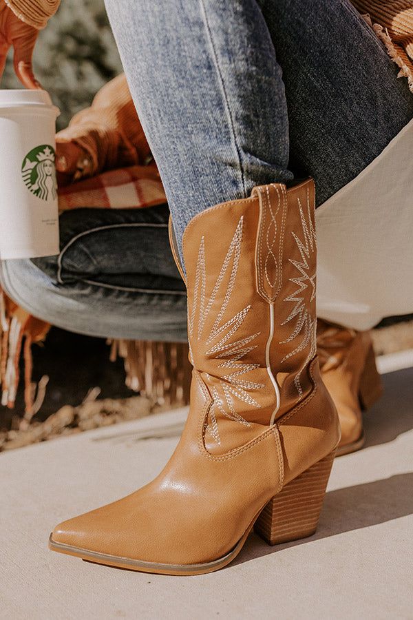 The Beau Faux Leather Cowboy Boot In Camel sold by Impressions product image thumbnail 4