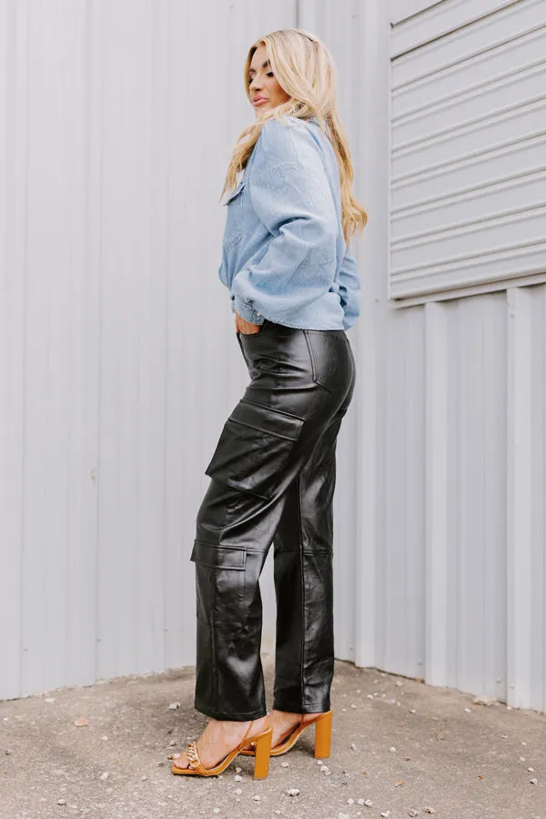 The Jenika High Waist Faux Leather Cargo Pants sold by Impressions product image thumbnail 5