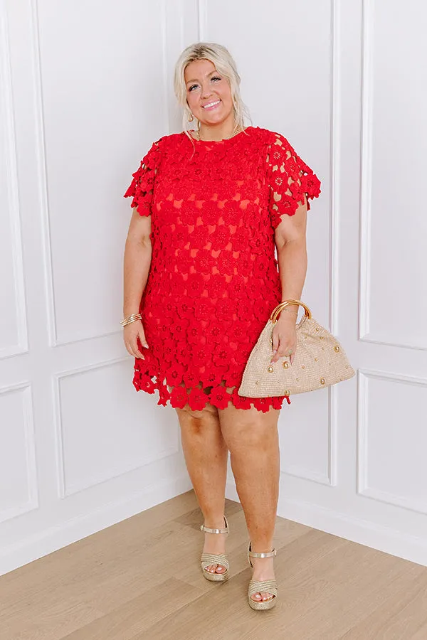 Dainty Darling Crochet Mini Dress in Red Curves sold by Impressions product image thumbnail 2