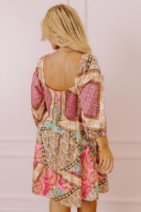 Summer Serenade Satin Babydoll Mini Dress in Pink Curves sold by Impressions