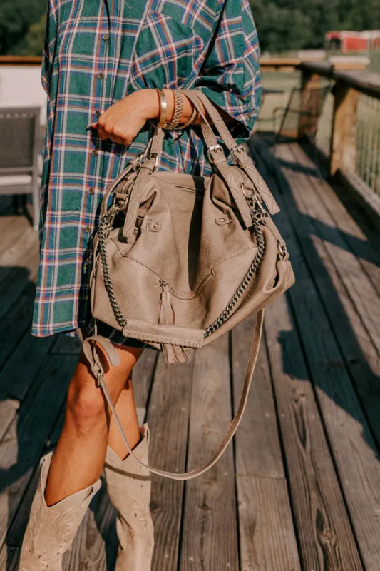 Simply Grand Faux Leather Tote In Taupe sold by Impressions