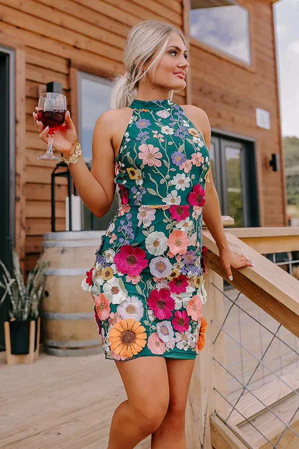 Sunshine Villa Embroidered Mini Dress in Hunter Green sold by Impressions