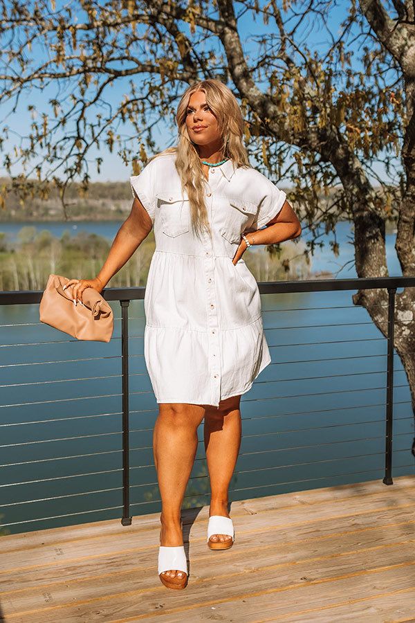 Genuine Reaction Denim Dress In Ivory Curves sold by Impressions product image thumbnail 2