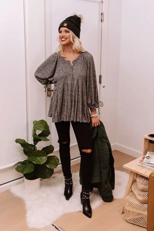 Effortless Accents Shift Tunic In Charcoal sold by Impressions