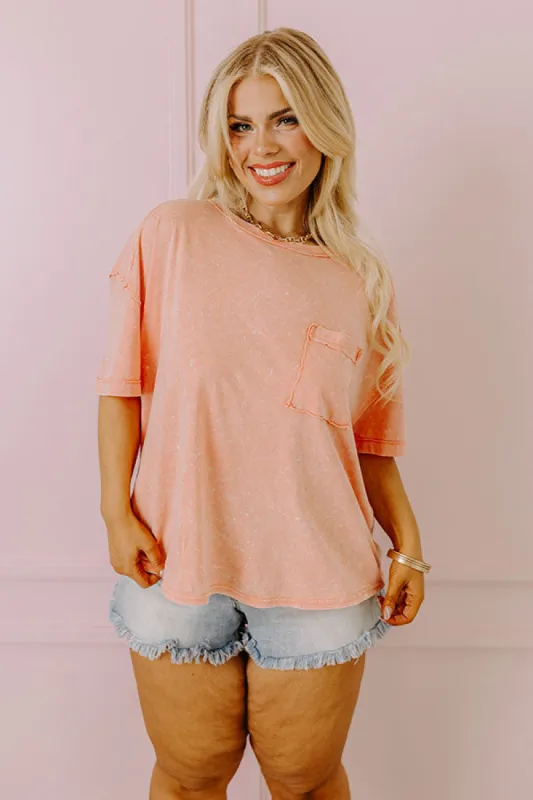 Ready To Go Mineral Wash Tee in Peach Curves sold by Impressions