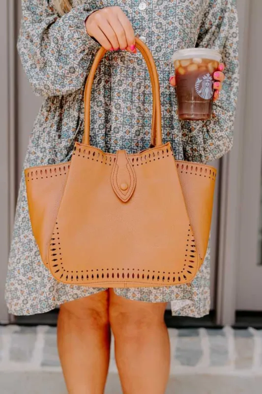 Simple Days Faux Leather Tote In Camel sold by Impressions