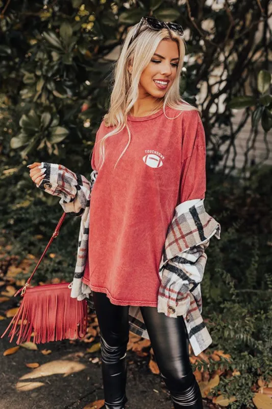 Touchdown Vintage Graphic Tee In Crimson sold by Impressions