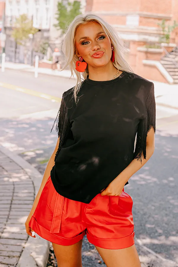 Midwest Weekend Fringe Top In Black sold by Impressions
