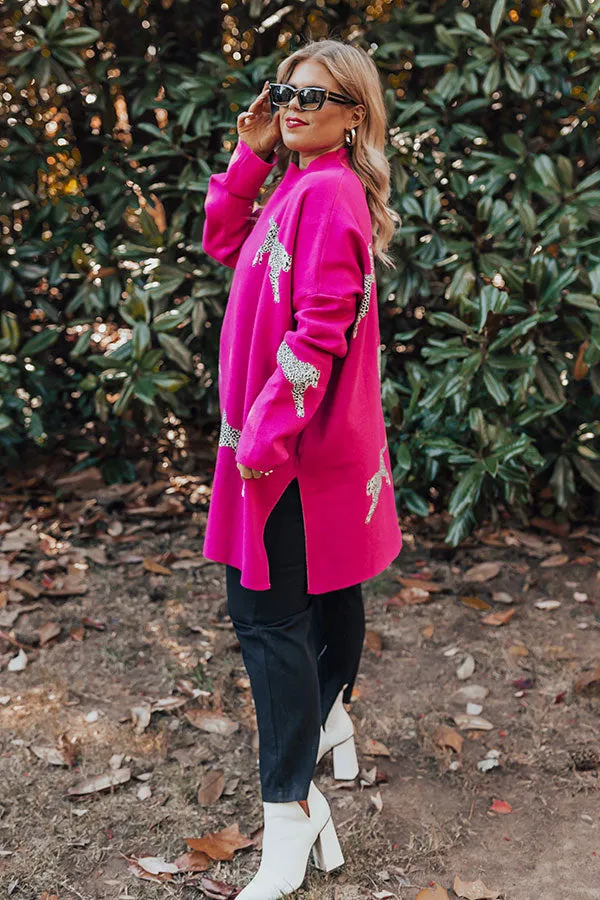 Cozy And Kind Cheetah Sweater In Hot Pink Curves sold by Impressions product image thumbnail 3