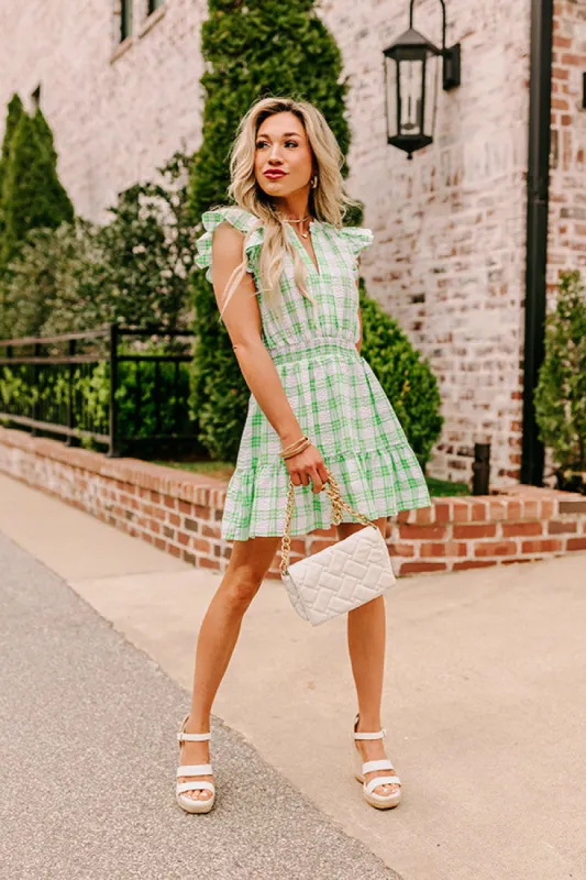 Parkside Picnic Gingham Romper in Lime sold by Impressions