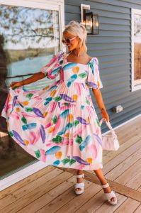 Peaceful Pause Midi Dress In Pink sold by Impressions