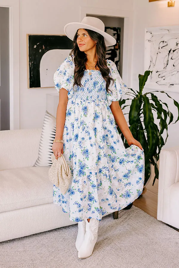 Charming Smile Floral Midi In Sky Blue sold by Impressions