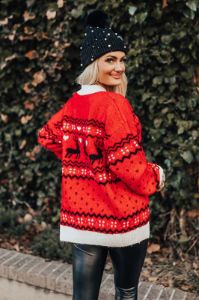 Deck The Halls Sweater In Red sold by Impressions