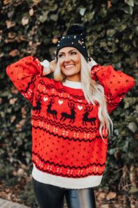 Deck The Halls Sweater In Red sold by Impressions
