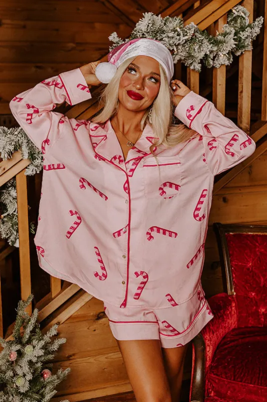 Candy Cane Kisses Satin Pajama Top sold by Impressions