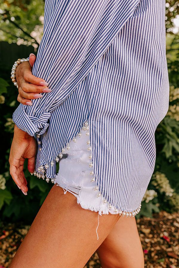 Luxe Debut Embellished Button Up in Navy sold by Impressions product image thumbnail 5