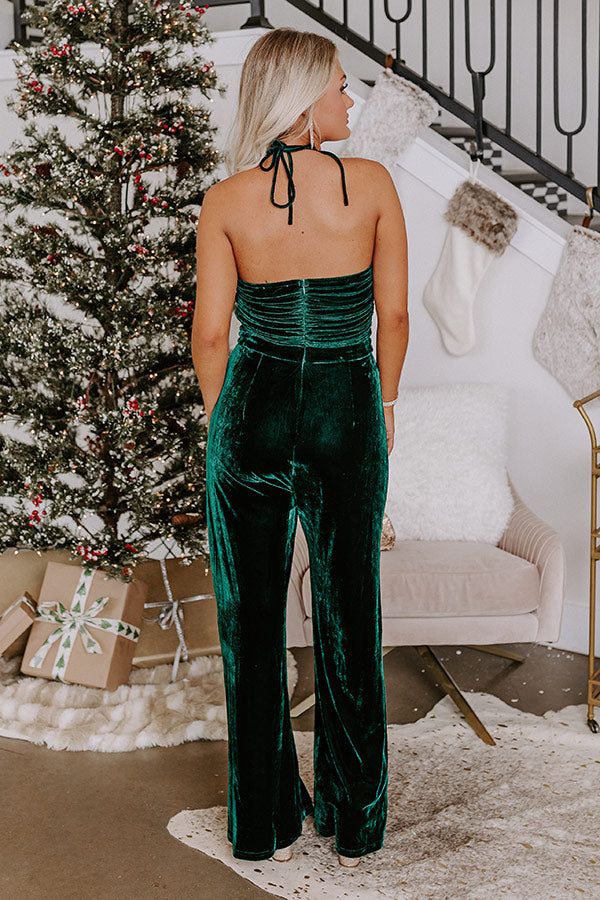 Fall Mixer Velvet Jumpsuit in Hunter Green sold by Impressions product image thumbnail 4