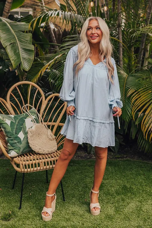 Brunch On The Coast Shift Dress in Sky Blue sold by Impressions