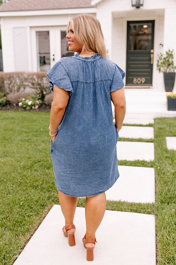 Blue Lagoon Lovely Chambray Shift Dress Curves sold by Impressions product image thumbnail 5